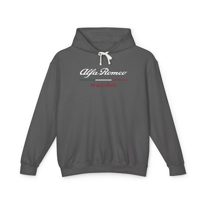 Pepper or Dark Grey with Alfa Romeo Racing logo in white on the front, featuring a natural-colored flatcord hood.
