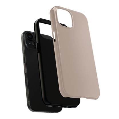 Exploded view of the iPhone 15 Aston Martin Arizona Bronze phone case. 