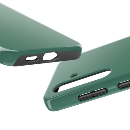 Side view of the Samsung Galaxy S24 Aston Martin Racing Green phone case 