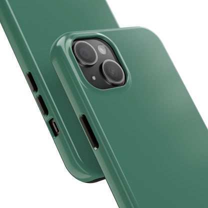 Back view of the iPhone 15 Plus Aston Martin Racing Green phone case. 