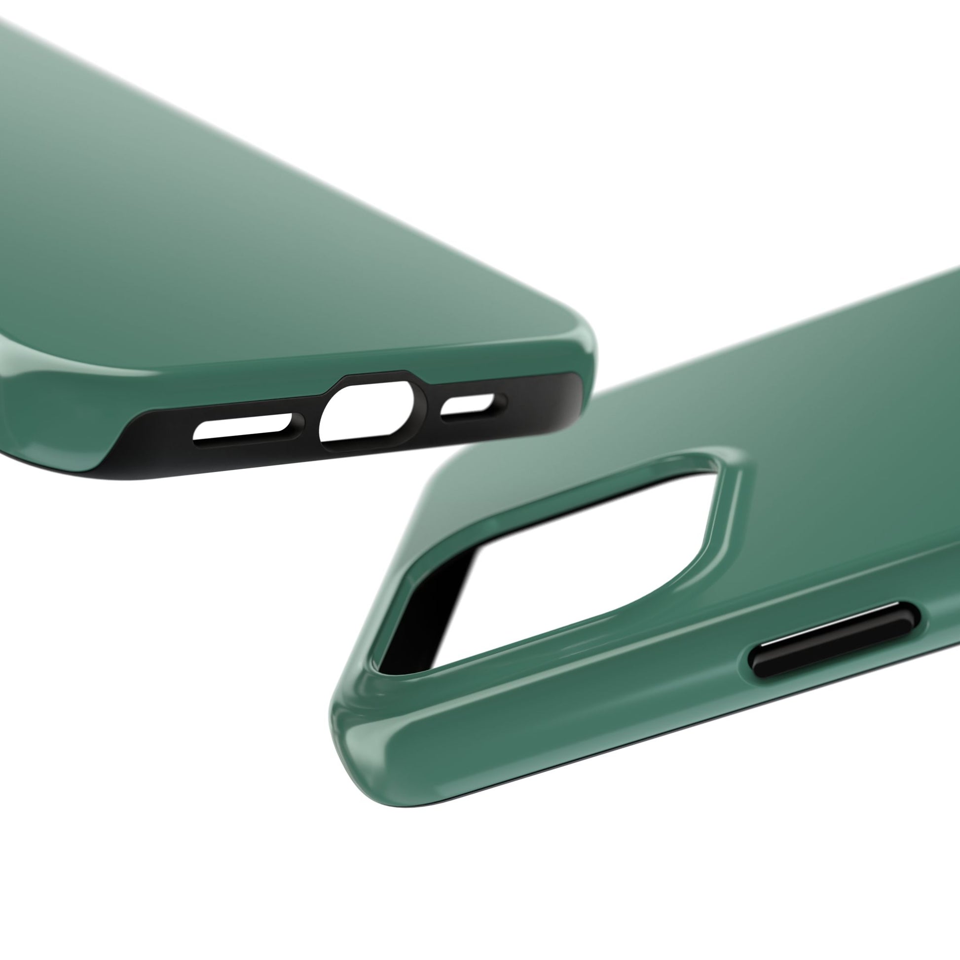 Side view of the iPhone 15 Pro Max Aston Martin Racing Green phone case 