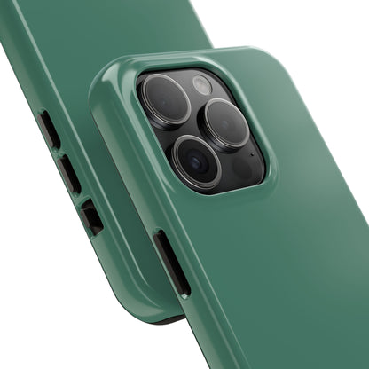 Back view of the iPhone 15 Pro Aston Martin Racing Green phone case. 