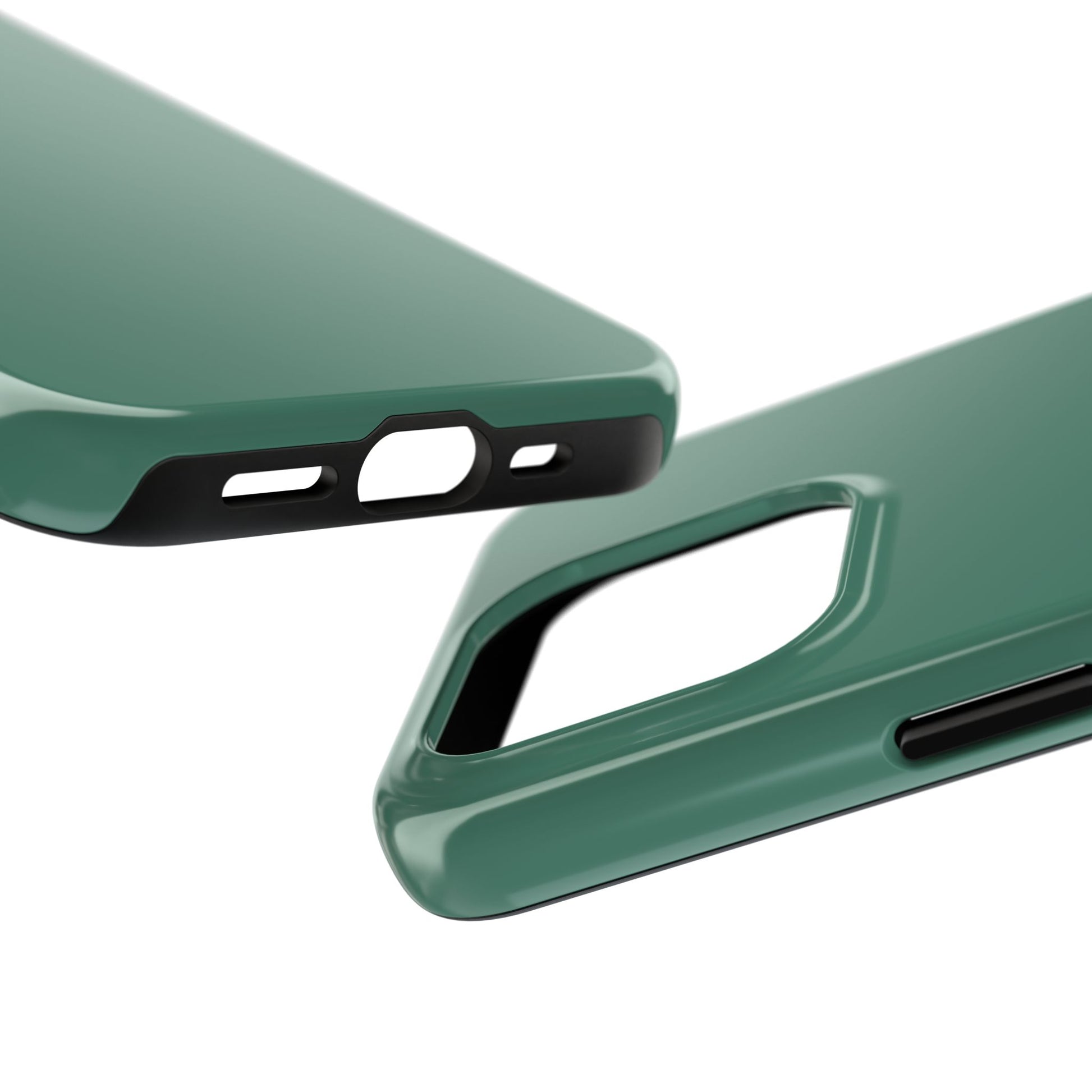 Side view of the iPhone 15 Pro Aston Martin Racing Green phone case 