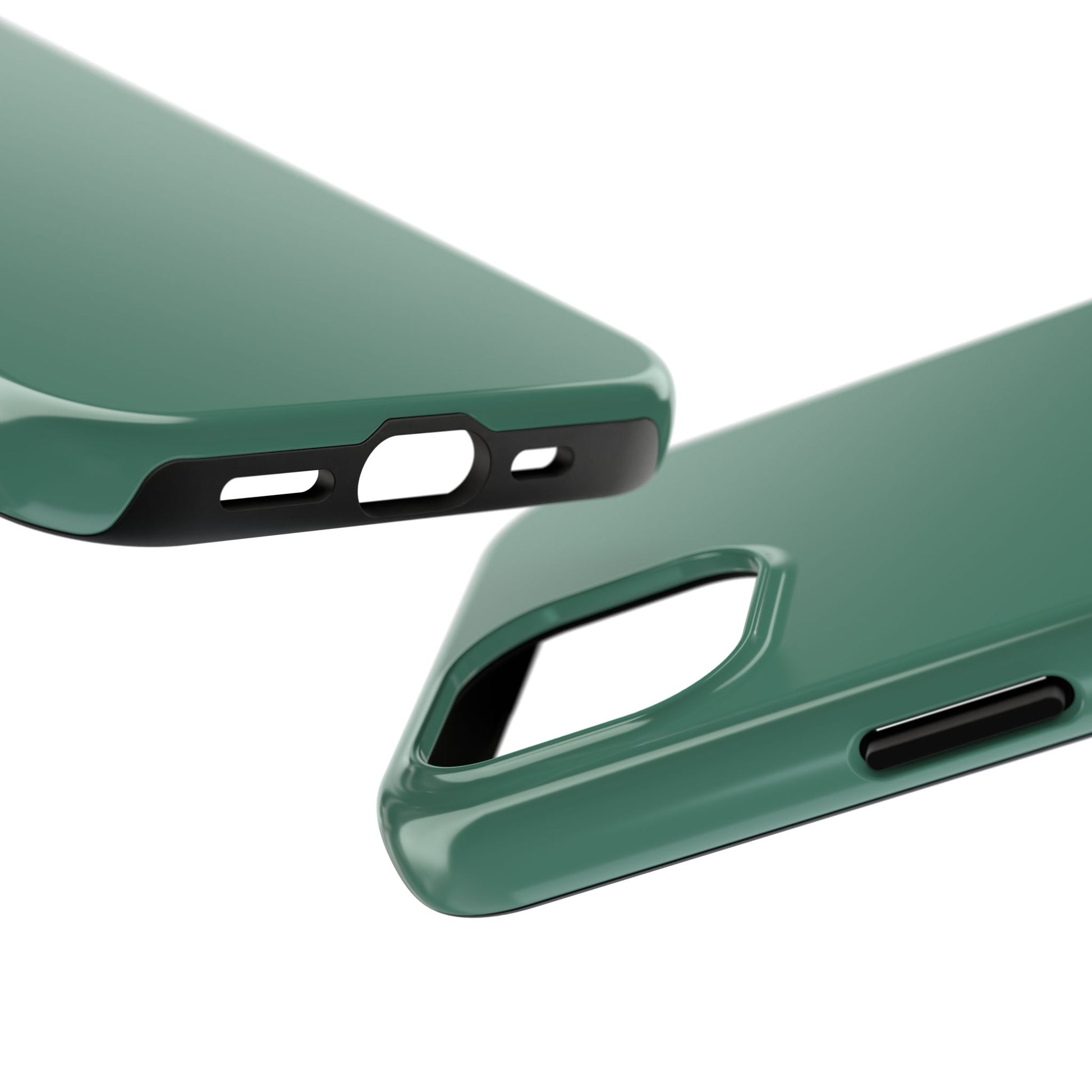 Side view of the iPhone 15 Aston Martin Racing Green phone case 