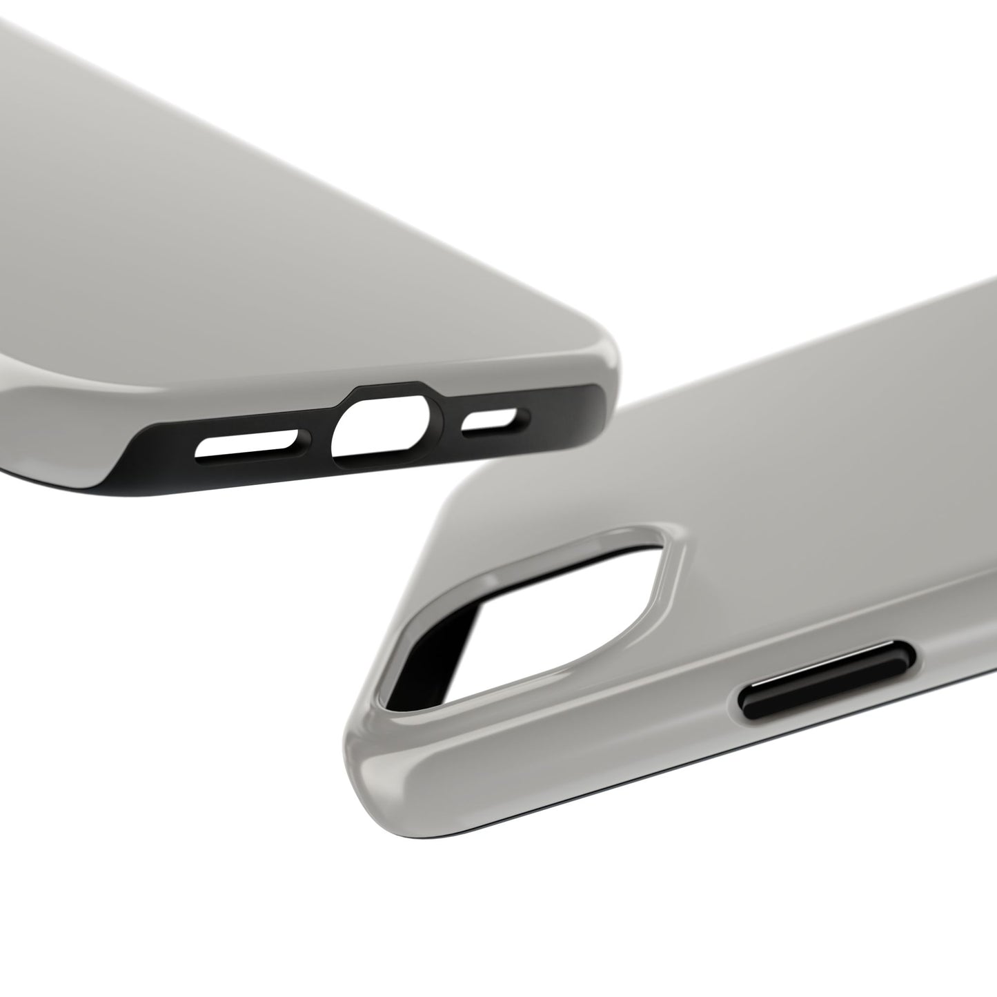 Side view of the iPhone 15 Plus Aston Martin Silver Birch phone case 