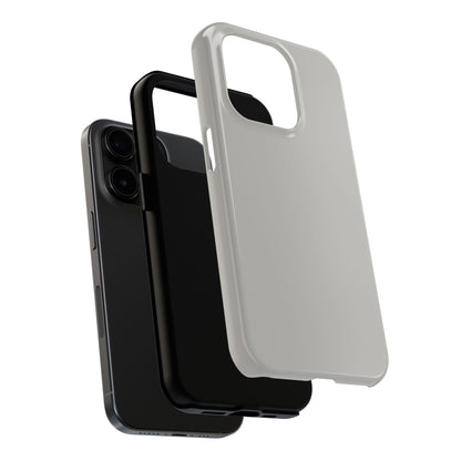 Exploded view of the iPhone 15 Pro Aston Martin Silver Birch phone case. 