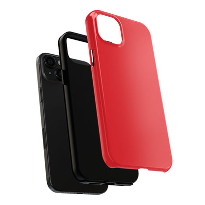 Exploded view of the iPhone 15 Plus Aston Martin Volcano Red phone case. 