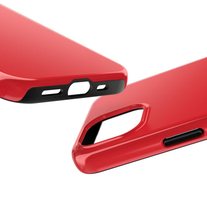 Side view of the iPhone 15 Aston Martin Volcano Red phone case 