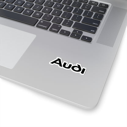 2 inch white sticker of the Audi logo on laptop for scale
