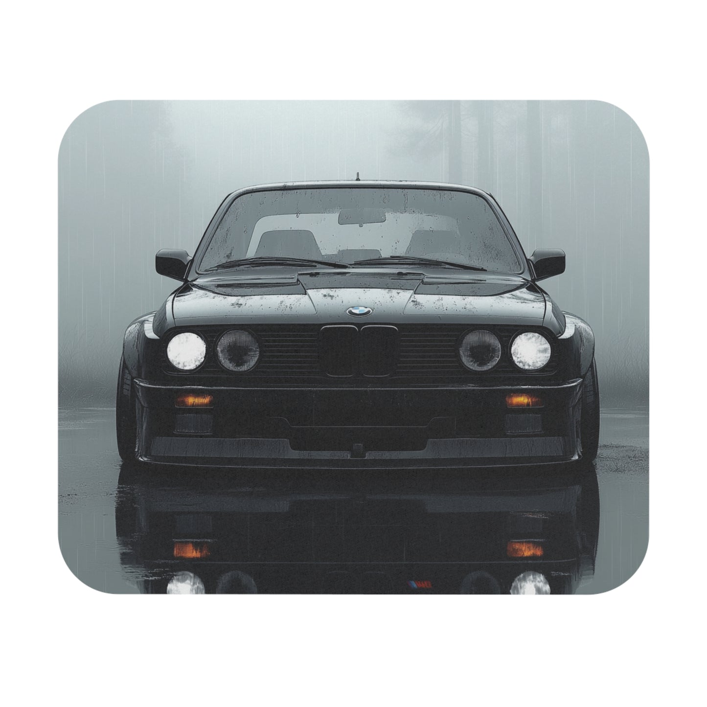 BMW E30 mouse pad on a white background