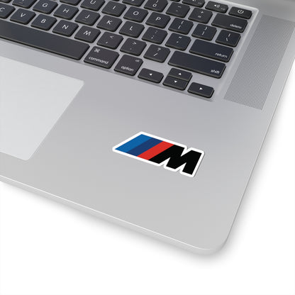 2 inch white sticker of the BMW Motorsport logo on laptop for scale
