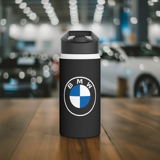 12oz BMW Water Bottle on a table at the dealership