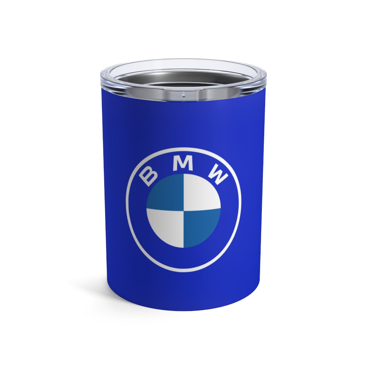 BMW tumbler in San Marino Blue with the BMW logo.