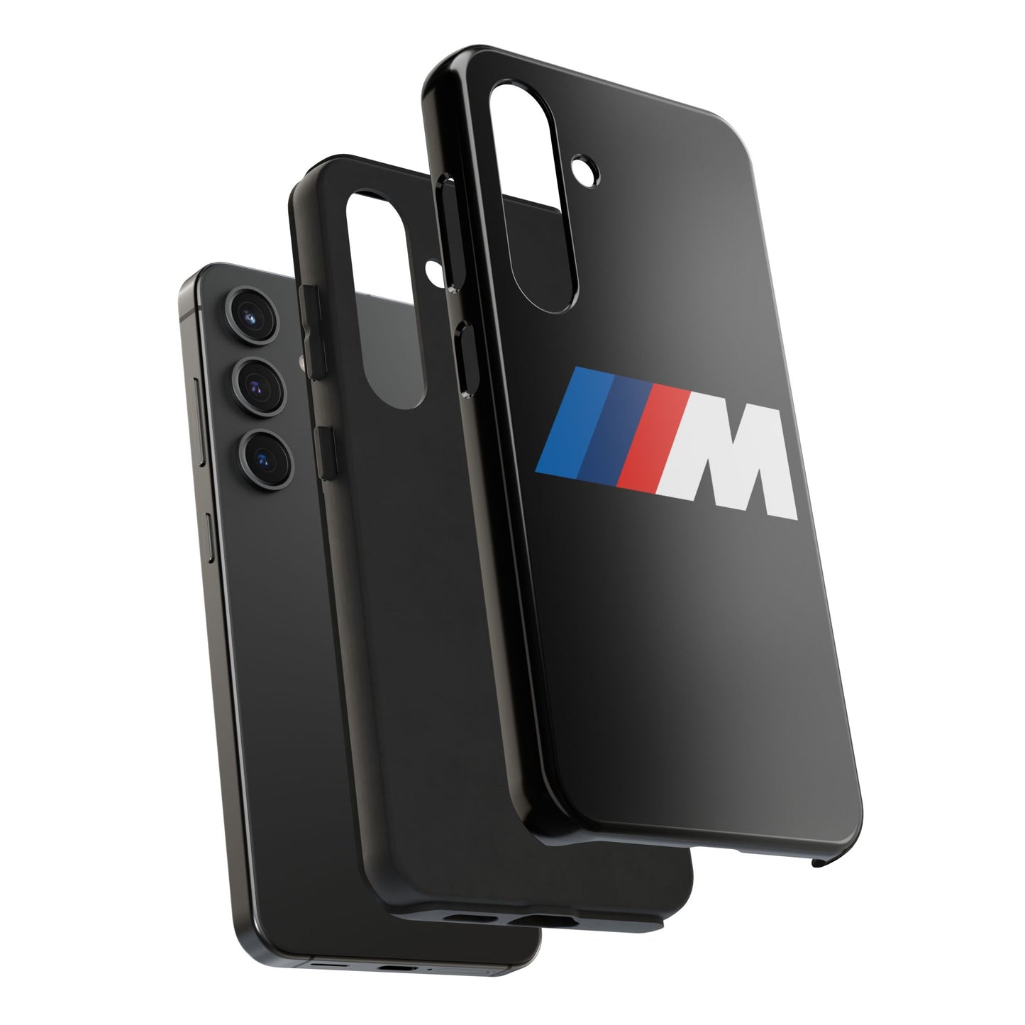 Exploded view of the Black Samsung S24 BMW M phone case.