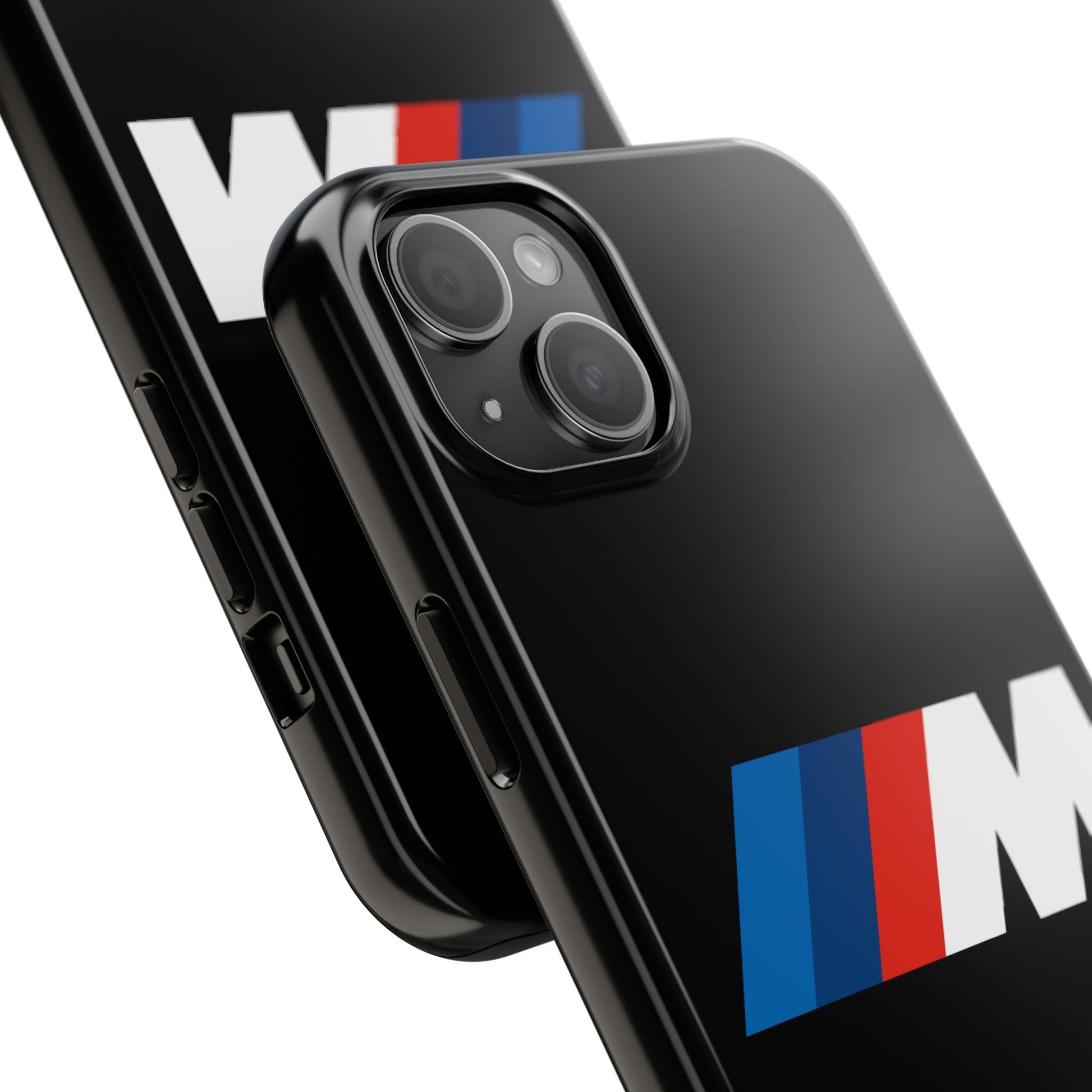 Back view of the Black iPhone 15 Plus BMW M phone case.