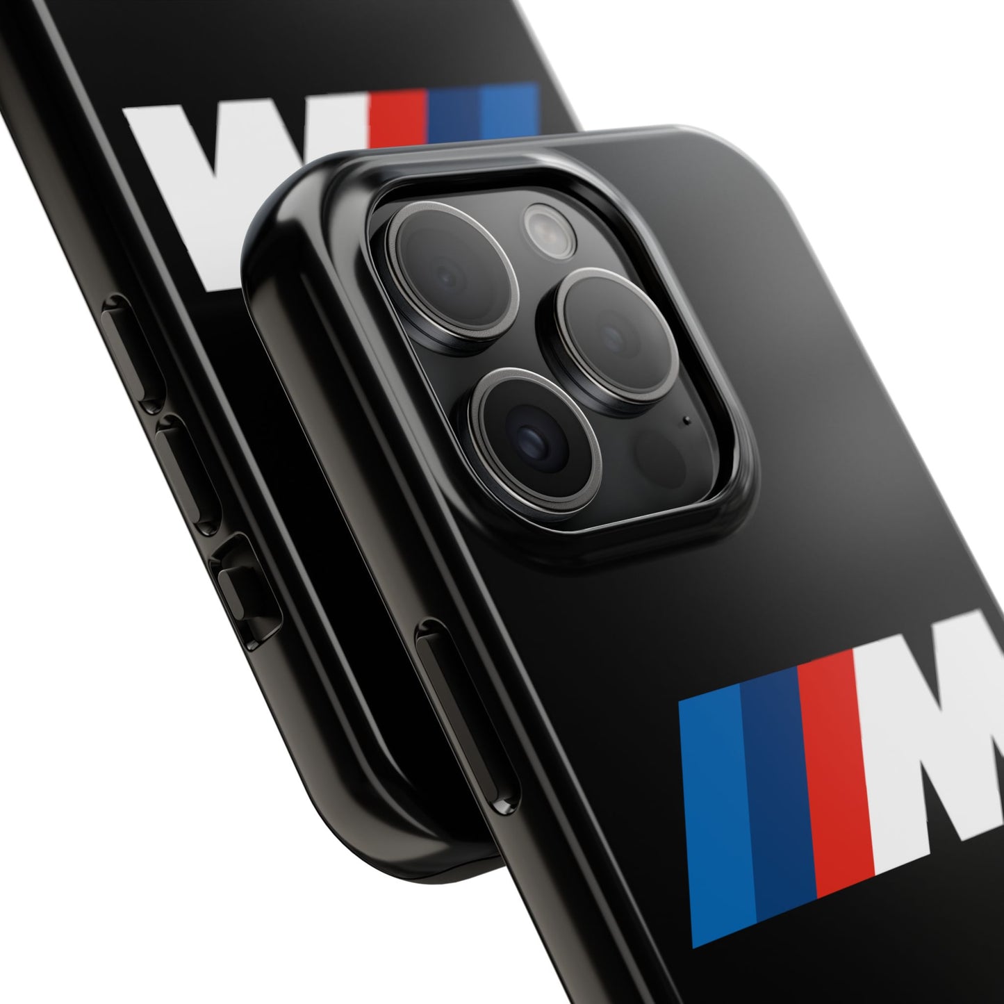 Back view of the Black iPhone 15 Pro BMW M phone case.