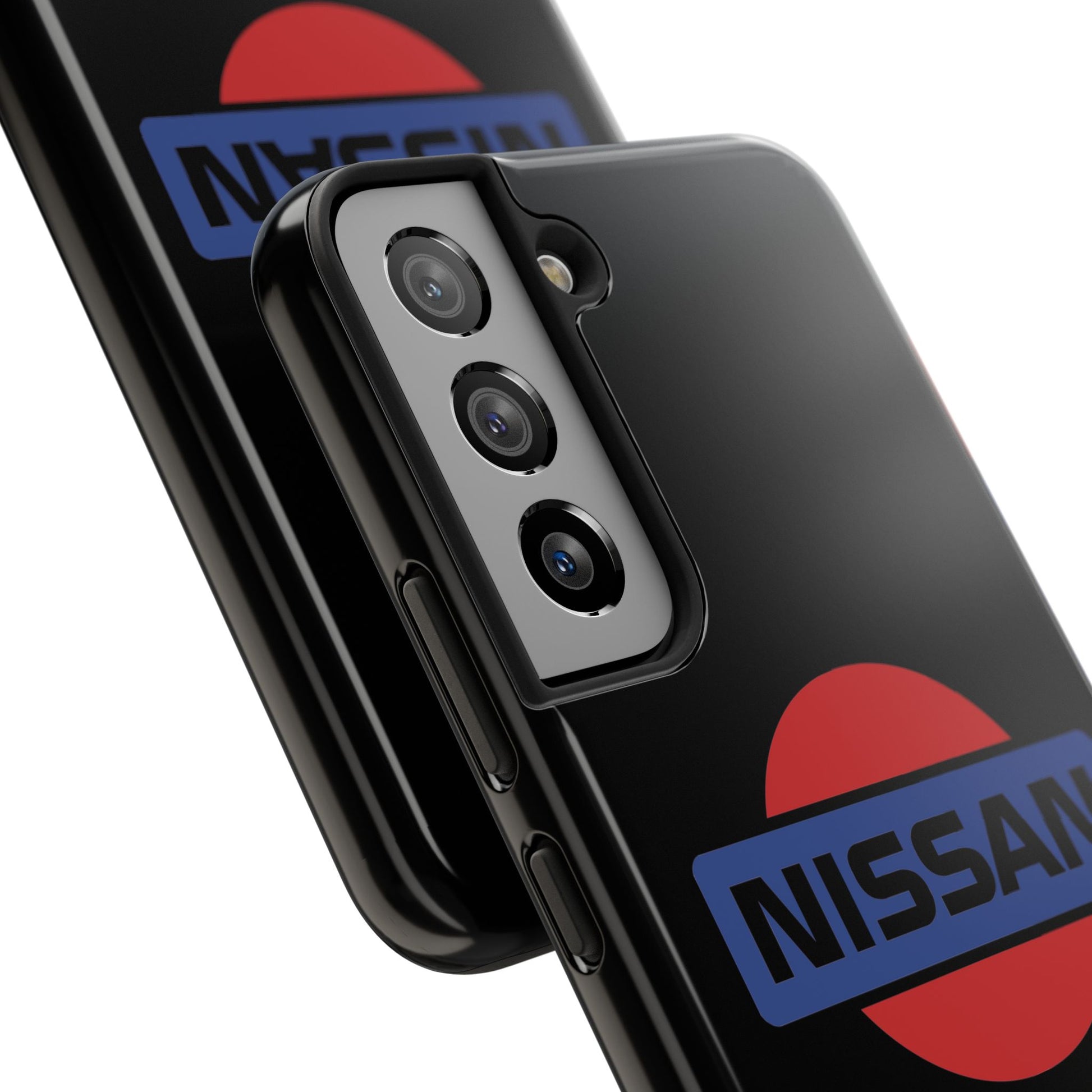 Back view of the Black Samsung Galaxy S22 Vintage Nissan phone case.