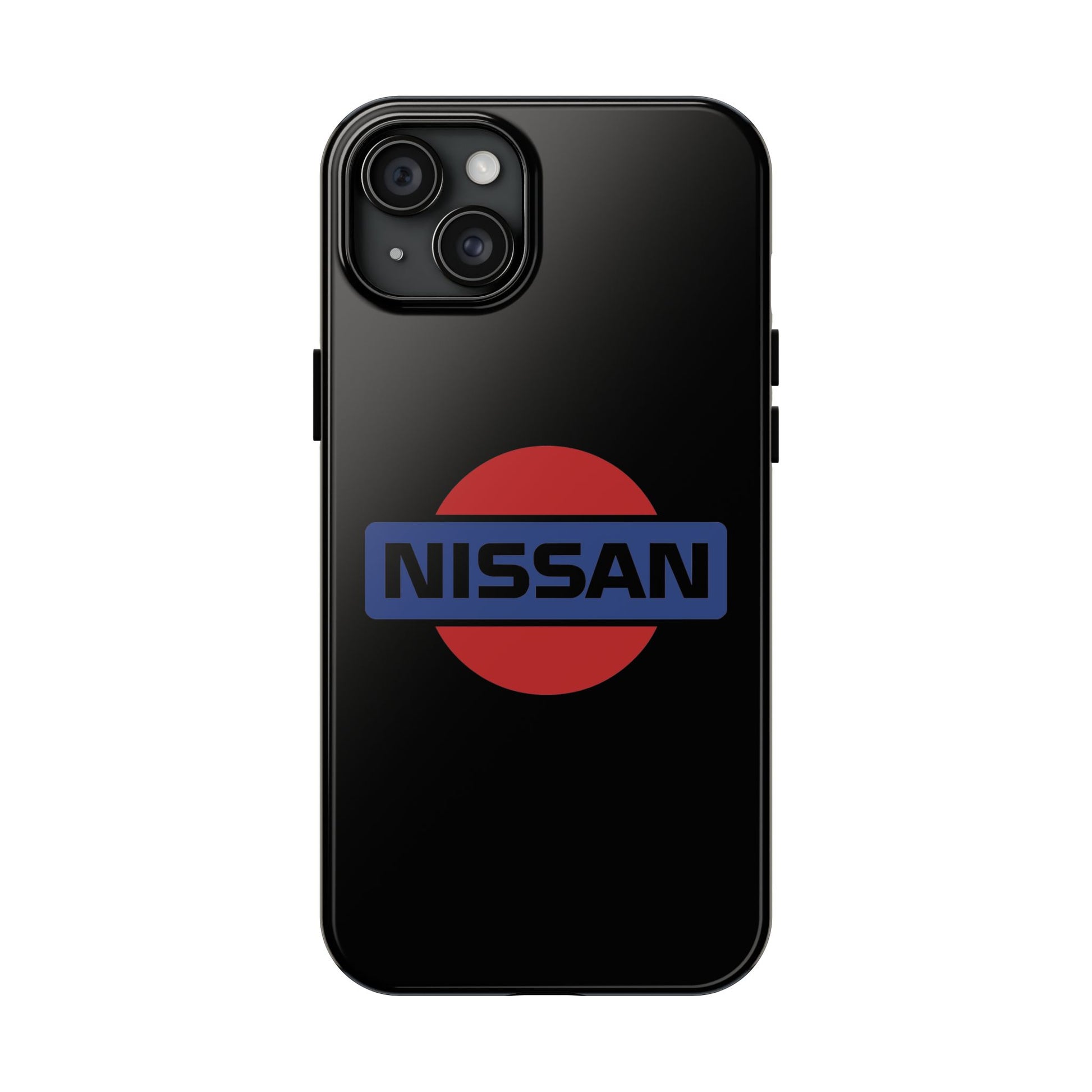 Primary view of Black iPhone 15 Plus Vintage Nissan phone case.