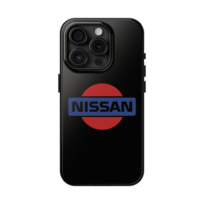 Primary view of Black iPhone 15 Pro Vintage Nissan phone case.