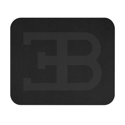 Dark Grey, Bold, Bugatti Emblem on a Black Mousepad. Minimalist Bugatti Design. Bugatti lifestyle products