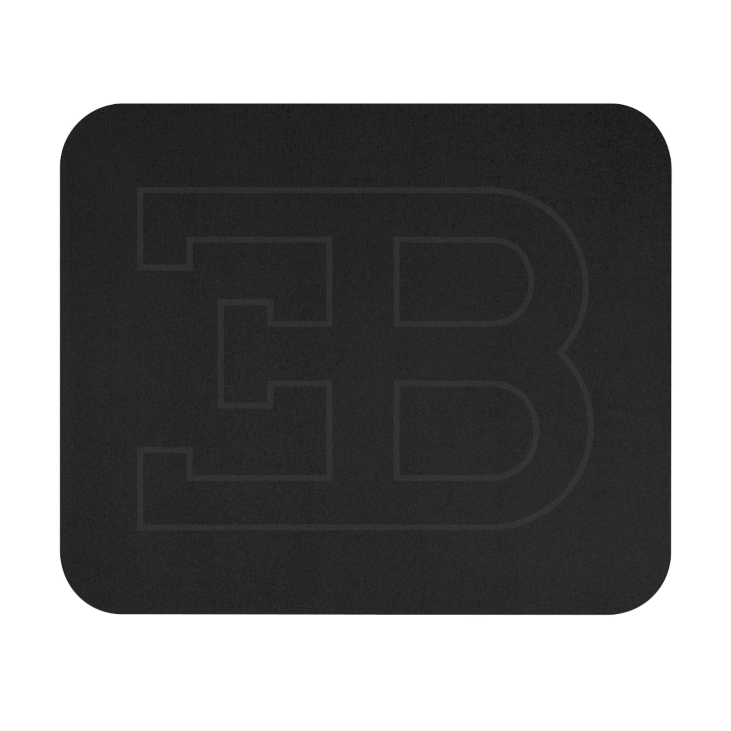 Dark Grey Subtle Outline of Bugatti Emblem on a Black Mousepad. Bugatti fan gear