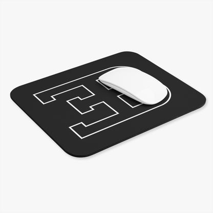 White Outline of Bugatti Emblem on a Black Mousepad.  Bugatti Veyron Enthusiast merchandise