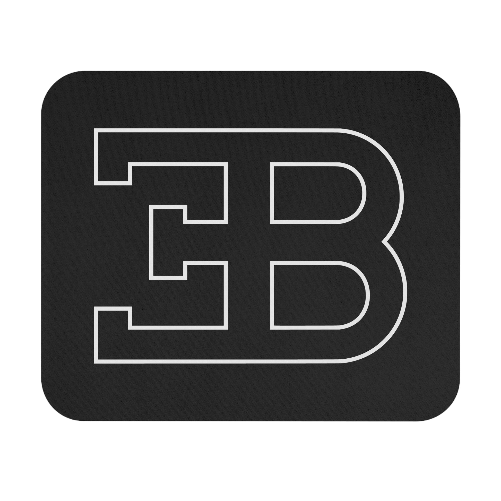 White Outline of Bugatti Emblem on a Black Mousepad.  Bugatti Logo