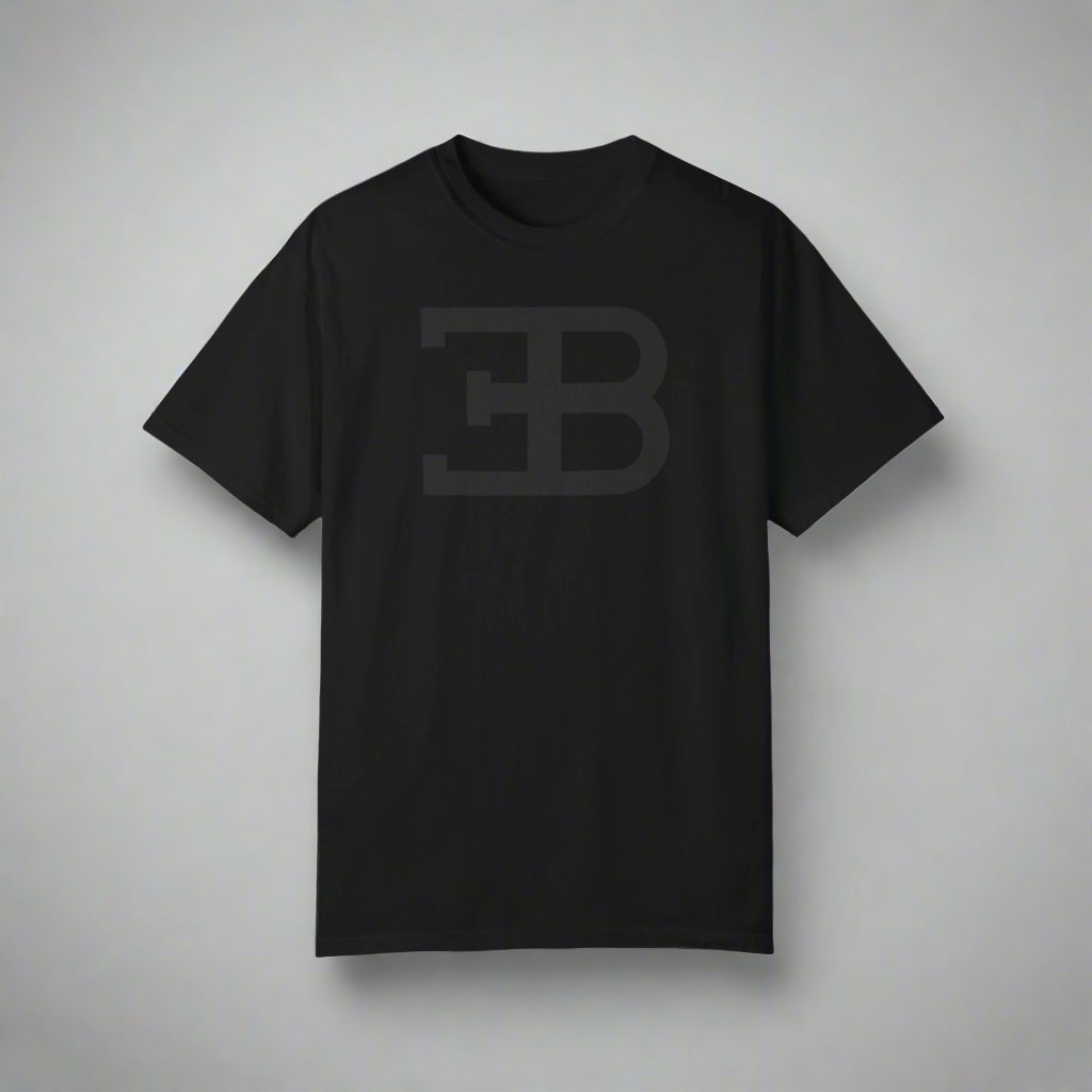 Black Bugatti T-Shirt with dark grey text. Shirts for Bugatti Tourbillon fans