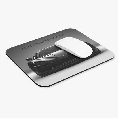 Angled view of the C8 Corvette mouse pad on a white background