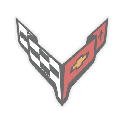 2 inch transparent sticker of the Corvette C8 emblem 
