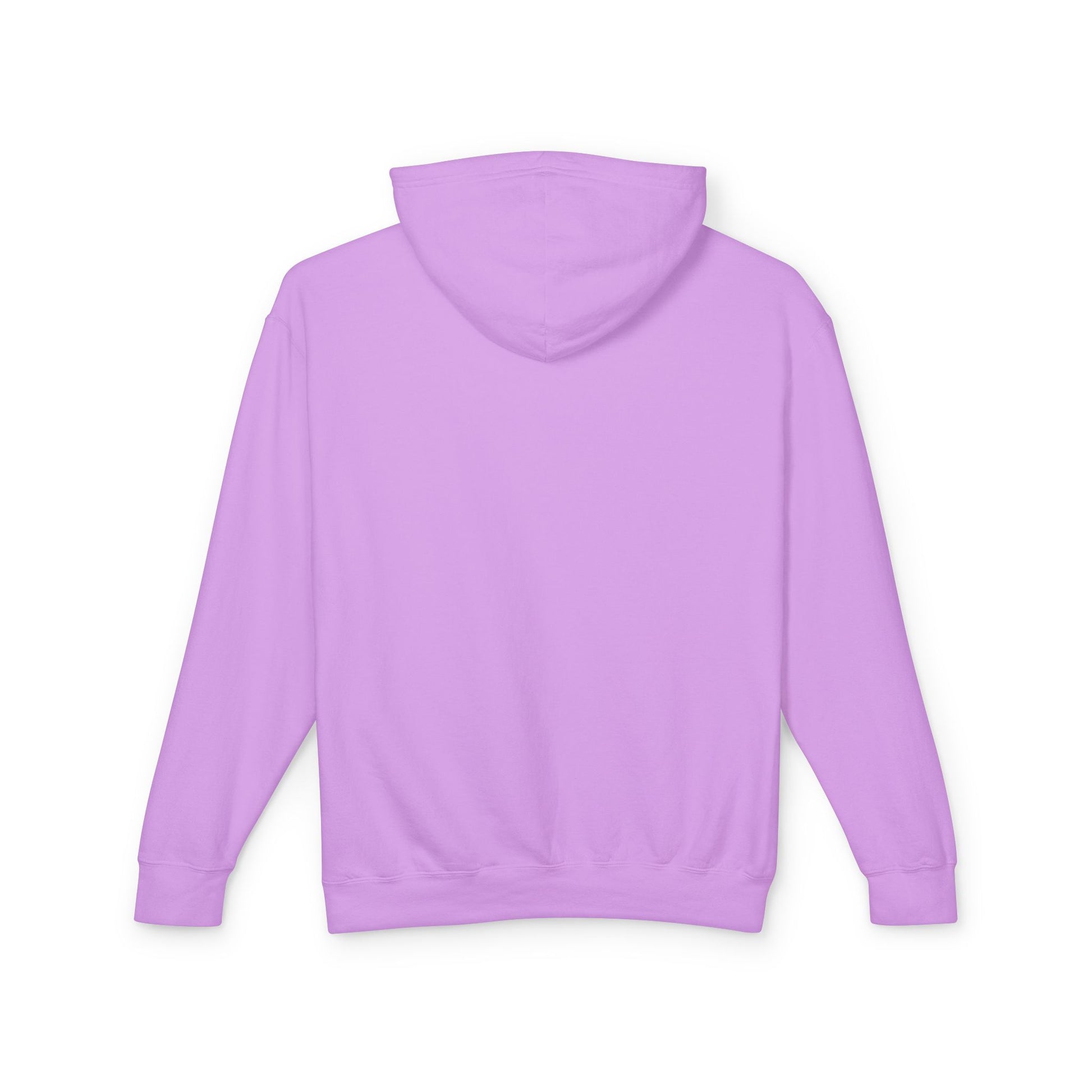 Backside of the Neon Violet Datsun hoodie with no designs on the back.