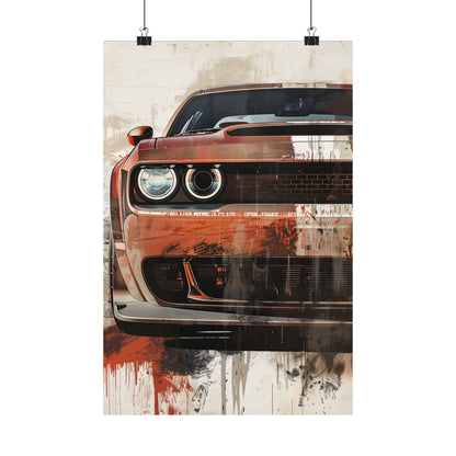 12 x 18 inch Dodge Challenger matte poster with vibrant colors