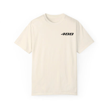 Front view of Ivory Ferrari 488 T-shirt