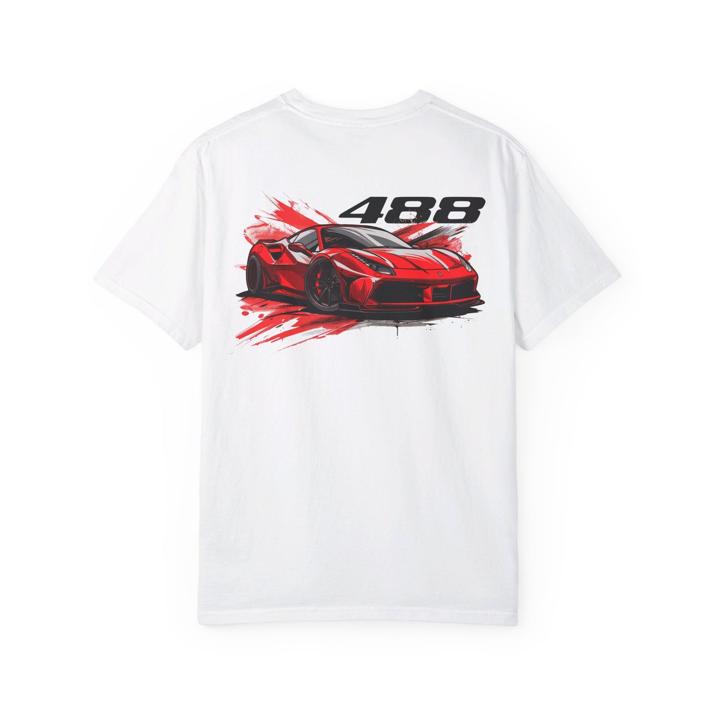 Rear view of White Ferrari 488 T-shirt