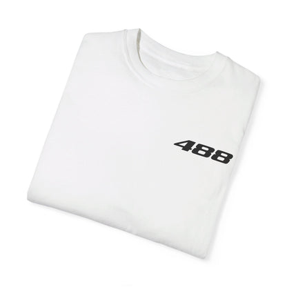 Folded view of White Ferrari 488 T-shirt