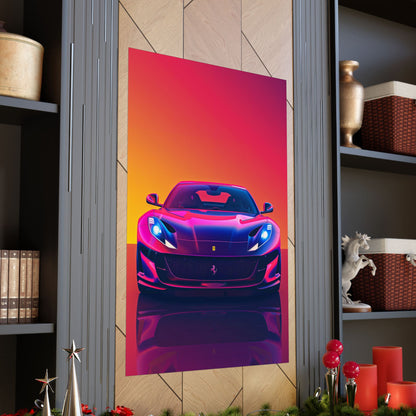 36 x 54 inch Ferrari 812 GTS matte poster displayed on a wall