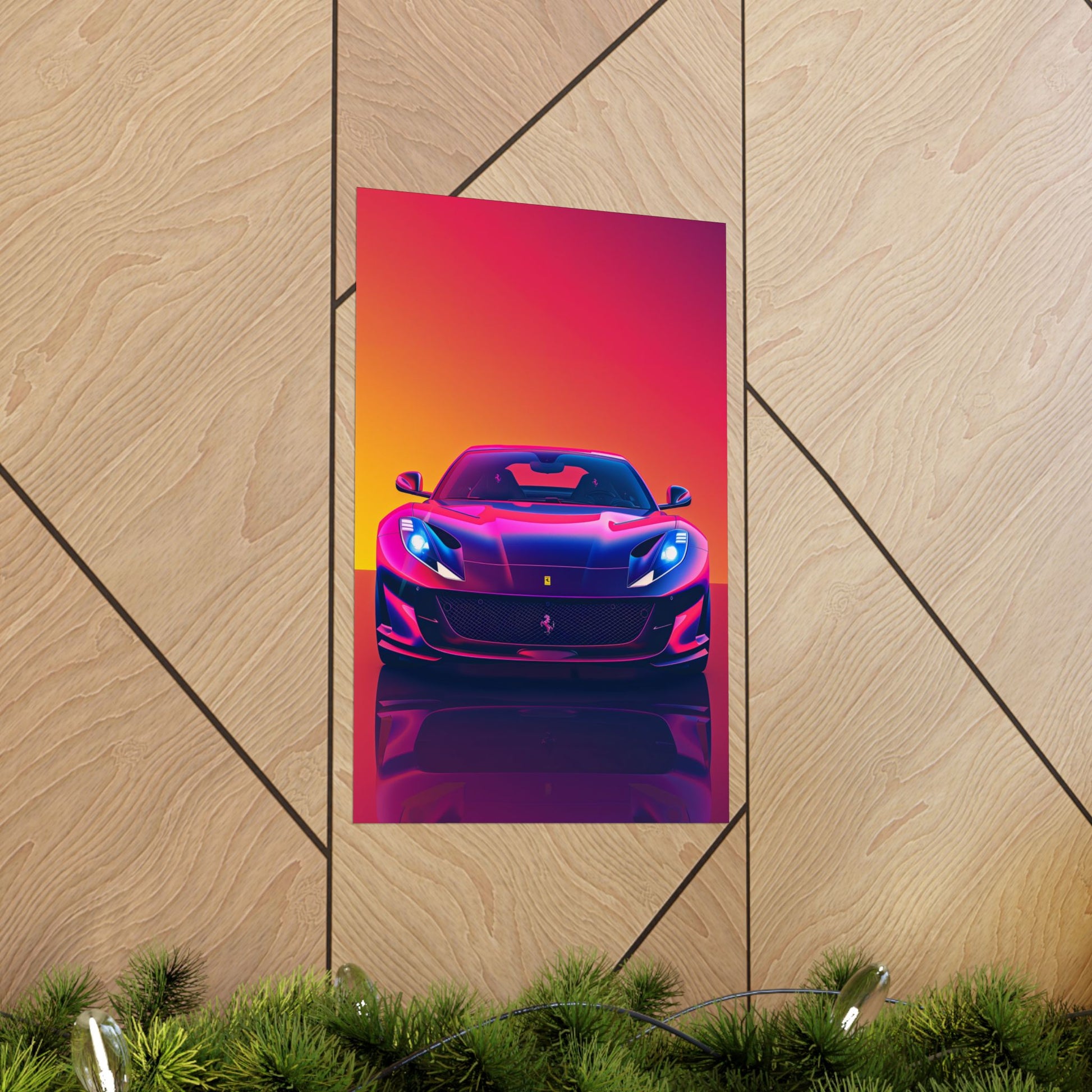 12 x 18 inch Ferrari 812 GTS matte poster displayed on a wall