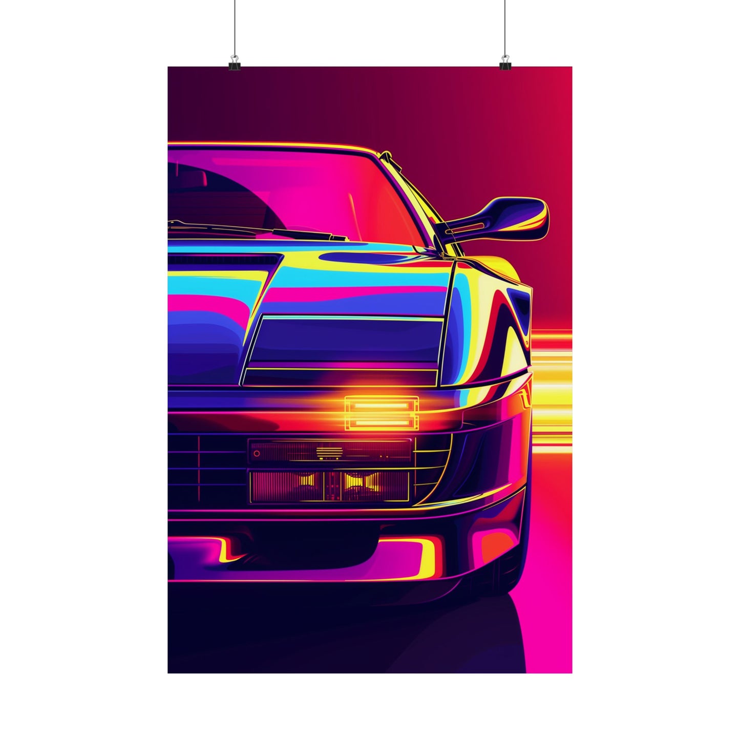 24 x 36 inch Ferrari Testarossa matte poster with vibrant colors