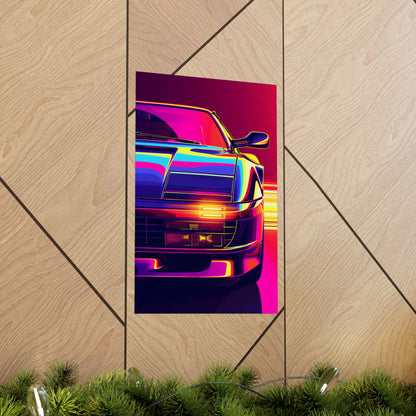 12 x 18 inch Ferrari Testarossa matte poster displayed on a wall