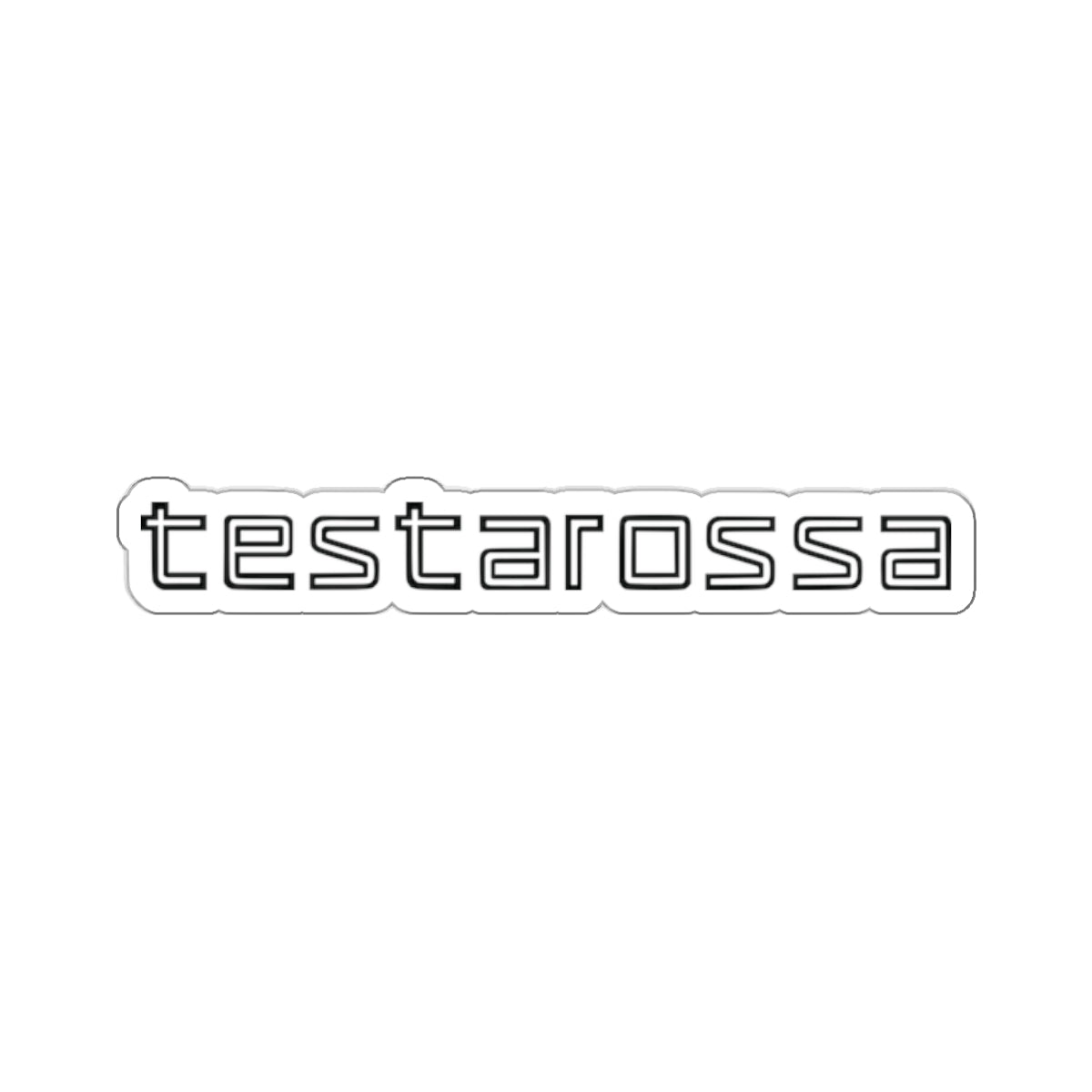 2 inch white Testarossa sticker on a white background