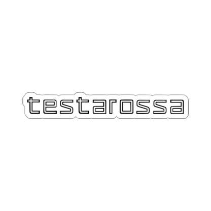 2 inch white Testarossa sticker on a white background