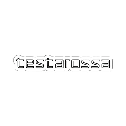 4 inch white Testarossa sticker on a white background