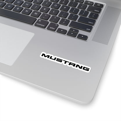 3 inch Close-up of the Mustang sticker showing the detailed Mustang logo design on a laptop