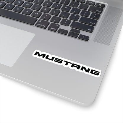 4 inch Close-up of the Mustang sticker showing the detailed Mustang logo design on a laptop