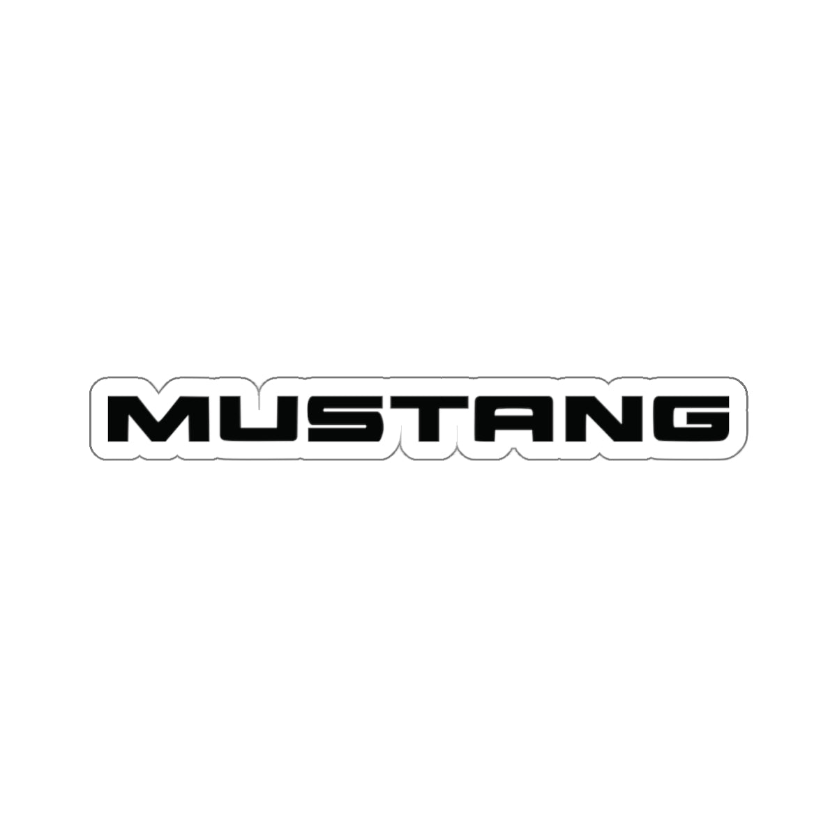 4 inch Mustang sticker featuring the iconic Ford Mustang logo in white on a white background.