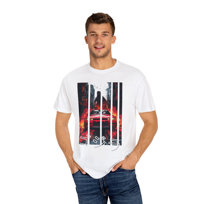 White Godzilla T-shirt with Nissan GT-R graphic design