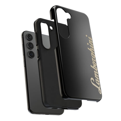 Exploded view of the Black Samsung Galaxy S23 Lamborghini phone case.