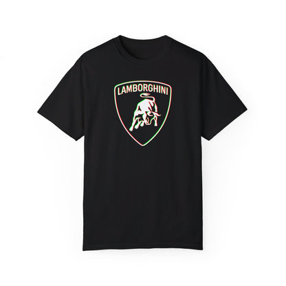 Front Red/Green Accent Lamborghini Black T-shirt