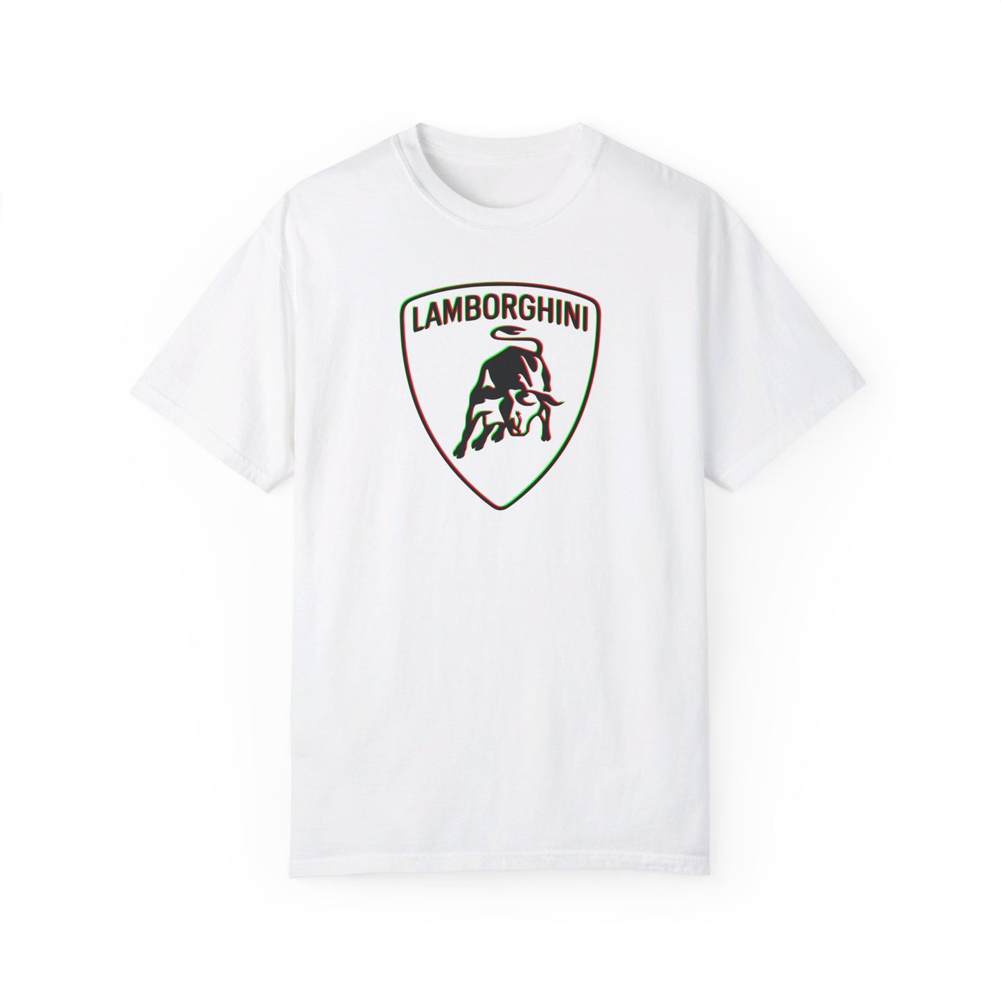 Front Red/Green Accent Lamborghini White T-shirt