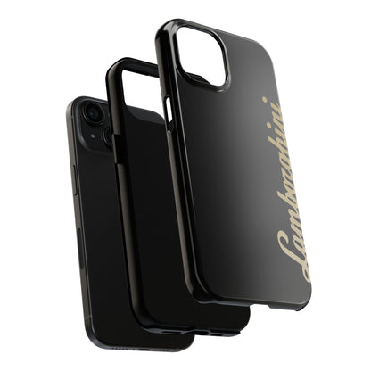 Exploded view of the Black iPhone 15 Lamborghini phone case.